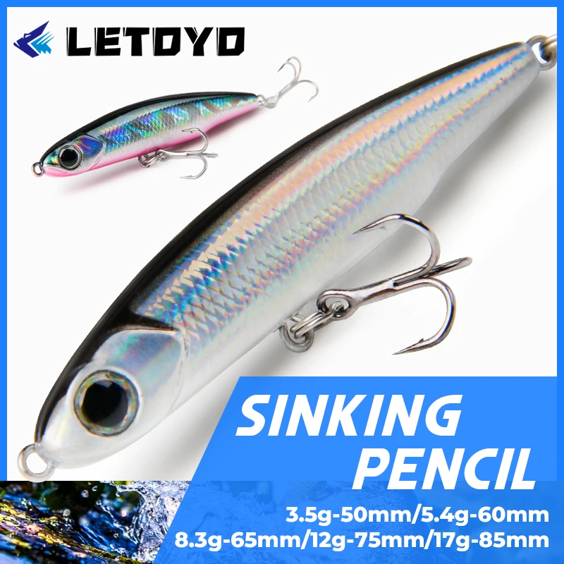 LETOYO 3.5g/5.4g/8.3g/12g/17g leurre crayon coulant, Micro appât artificiel pour la pêche en mer, jigs pêche en mer, shore casting metal jig, peche brochet, leurre perche, accessoires peche, pêche au rocher miniature