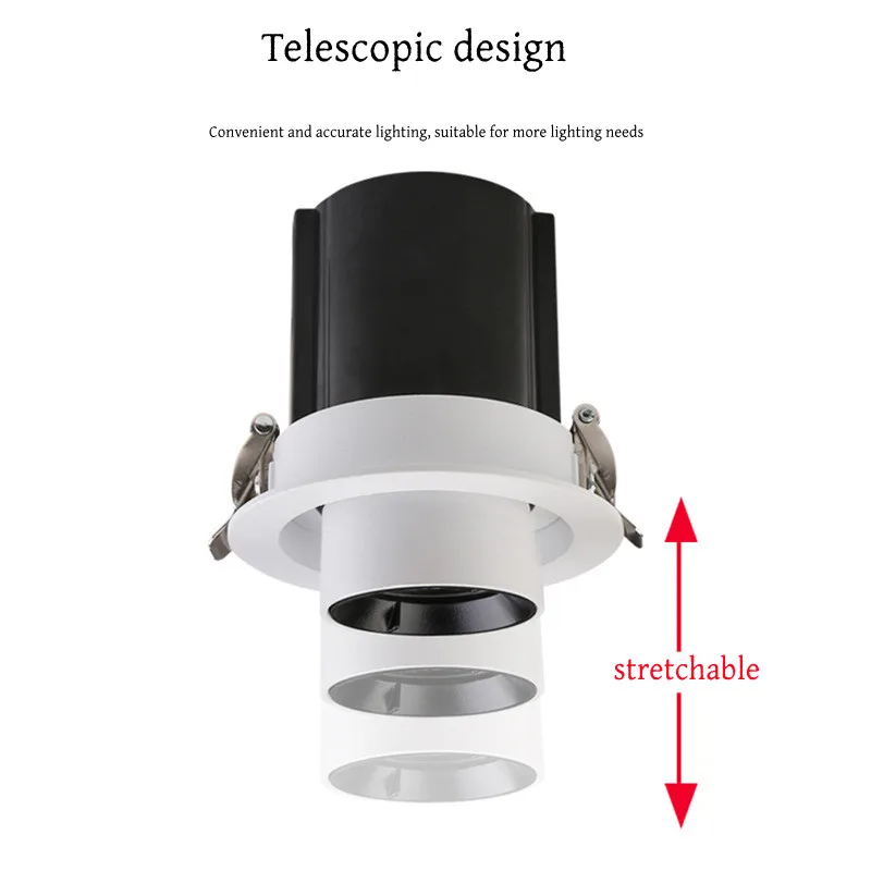 LED Aluminum Recessed Rotating Downlight 1Pcs 10W/12W/15W/18W/20W/24W Chip COB Spot Light Ceiling Lamp AC85-265V