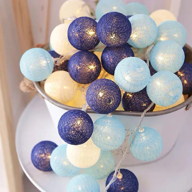 20LED Cotton Ball String Lights 2M Garland Ball Fairy Light String for Holiday Wedding Xmas Party Decoration Home Christmas Lamp