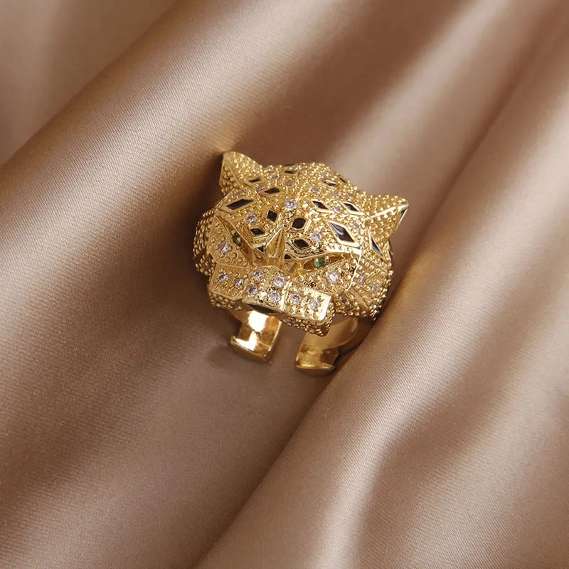 التصميم الكلاسيكي غرامة مجوهرات ليوبارد رئيس خواتم...