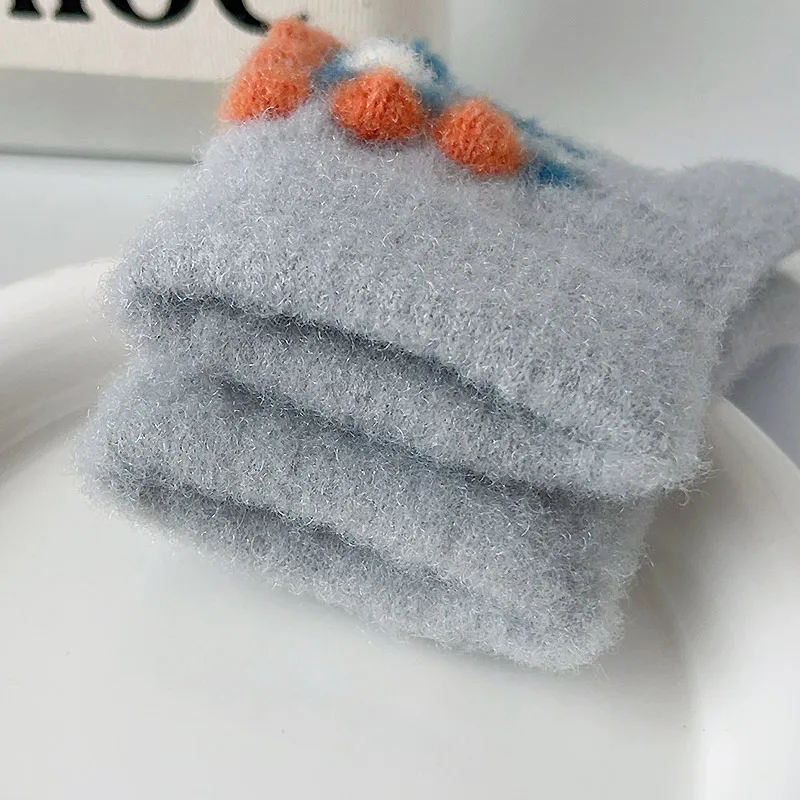 Cartoon Dinosaur Children Knitted Gloves Cold Proof Warm Kids Five Finger Gloves 3-15year Boy Girl Baby Winter Woolen Mittens 장갑 6