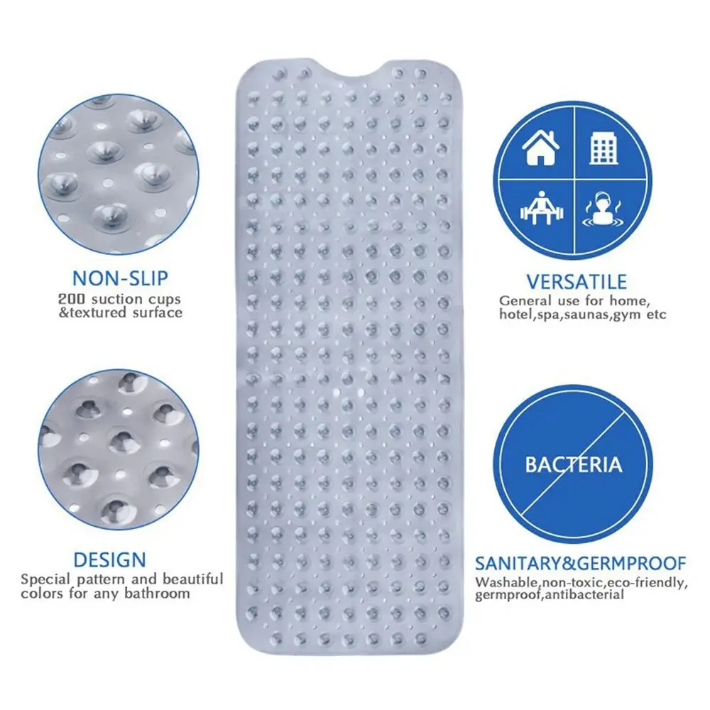 1pc Transparent Shower Mat, Pvc Bath Mat, Environmentally Friendly, Anti- slip Design, With Suction Cups, Drainage Holes And Anti-mold Feature,  Machine Washable, Durable, Multi-color Available, Suitable For Shower Room  In Front Of Bathtub