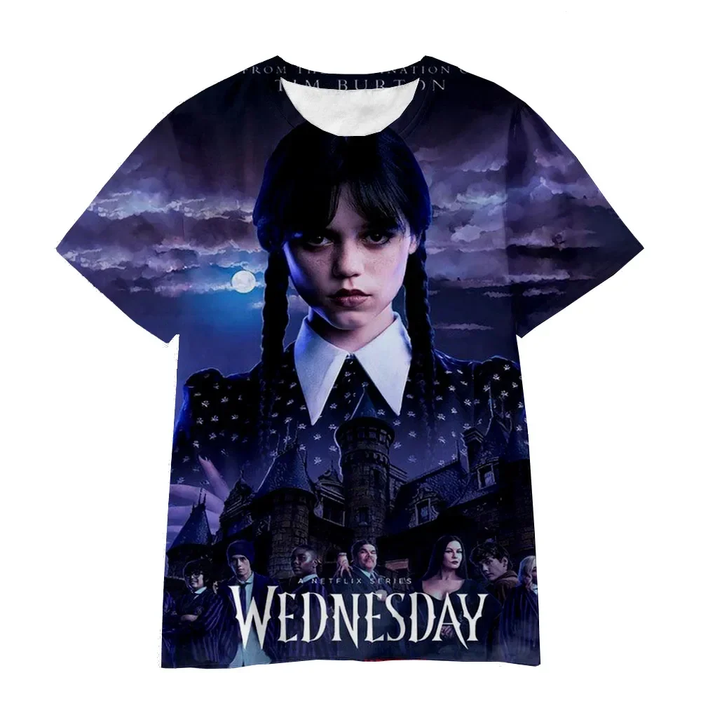 

TShirts Hot Movie Wednesday Addams 3D Printed Boy Girl Summer Casual Fashion Harajuku Oversized O-Neck TShirt Kids Tees Clothes