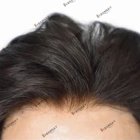 Natural Hairline Men's Toupee V-loop 0.06-0.08mm PU Base Hair Replacement System Straight/Wavy Hair for Options Blonde 2