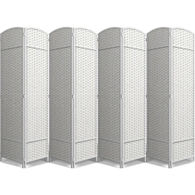 8 Panel Room Divider 6 ft. Tall-Privacy Screen Extra Wide Double Hinged Panels Mesh Hand-Woven Design, room divider screen