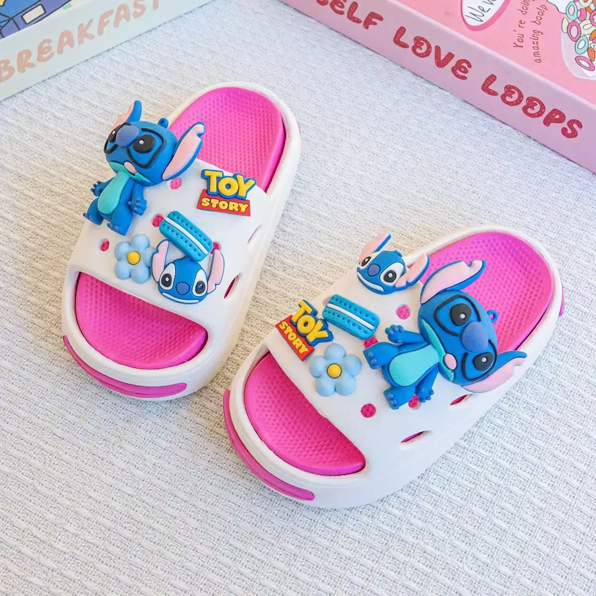 Disney Summer Baby Boys Slippers Kid Cartoon Stitch Print Girl Soft