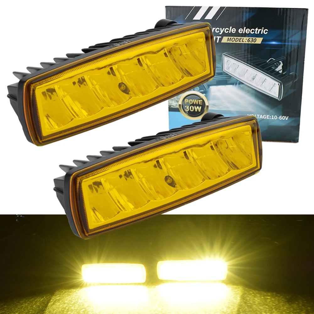 

JALN7 LED Car Light Bar Fog Amber Pods 6 Inch Motorcycle ATV UTV Driving Headlights Bulbs Off Road Truck Tail Brake Boat Yellow