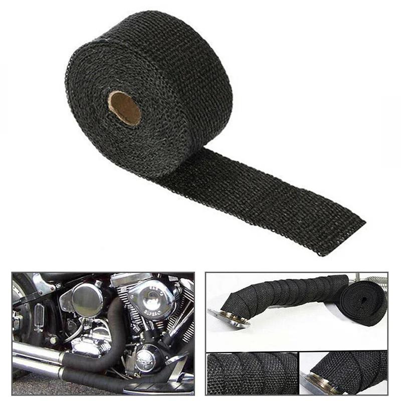 Motorcycle Exhaust Heat Wrap Motorcycle Exhaust Thermal Tape Header Heat Wrap Resistant Ties Fiber Heat Insulation Cotton High Temperature Protection Parts