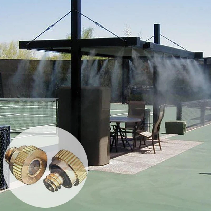 10PCS 0.2/0.3mm Orifice Water Mister Parts Fog Nozzle For Patio Misting System Outdoor Cooling Threaded Brass Misting Nozzle