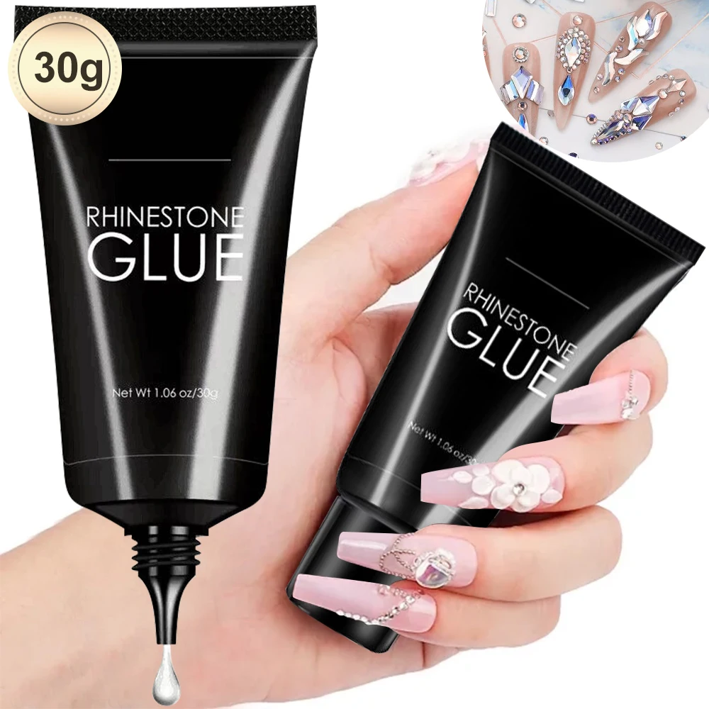 1pc Nail Rhinestone Glue Gel for Nails, 30g Super Strong Adhesive Gel for Nail Gem, Jewels, Glitter, Crystals Beads Diamonds DIY 2