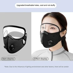 Enhanced Cycling Face Mask with Filter Goggles - Washable & Reusable Sport Facemask with Activated Carbon Filters (Black)