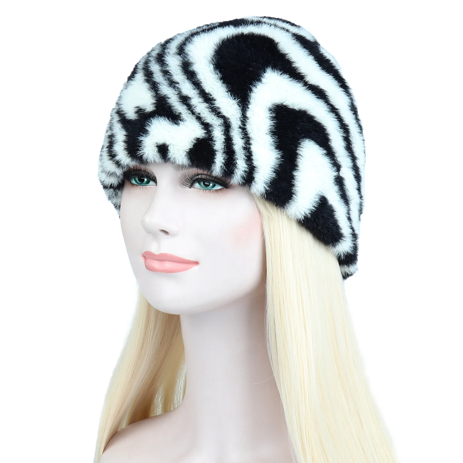 

Autumn Winter Hats Women's knitting Hat Loose Beanies Warm Ear Protection Hat Man's Caps Zebra Pattern Trending Products