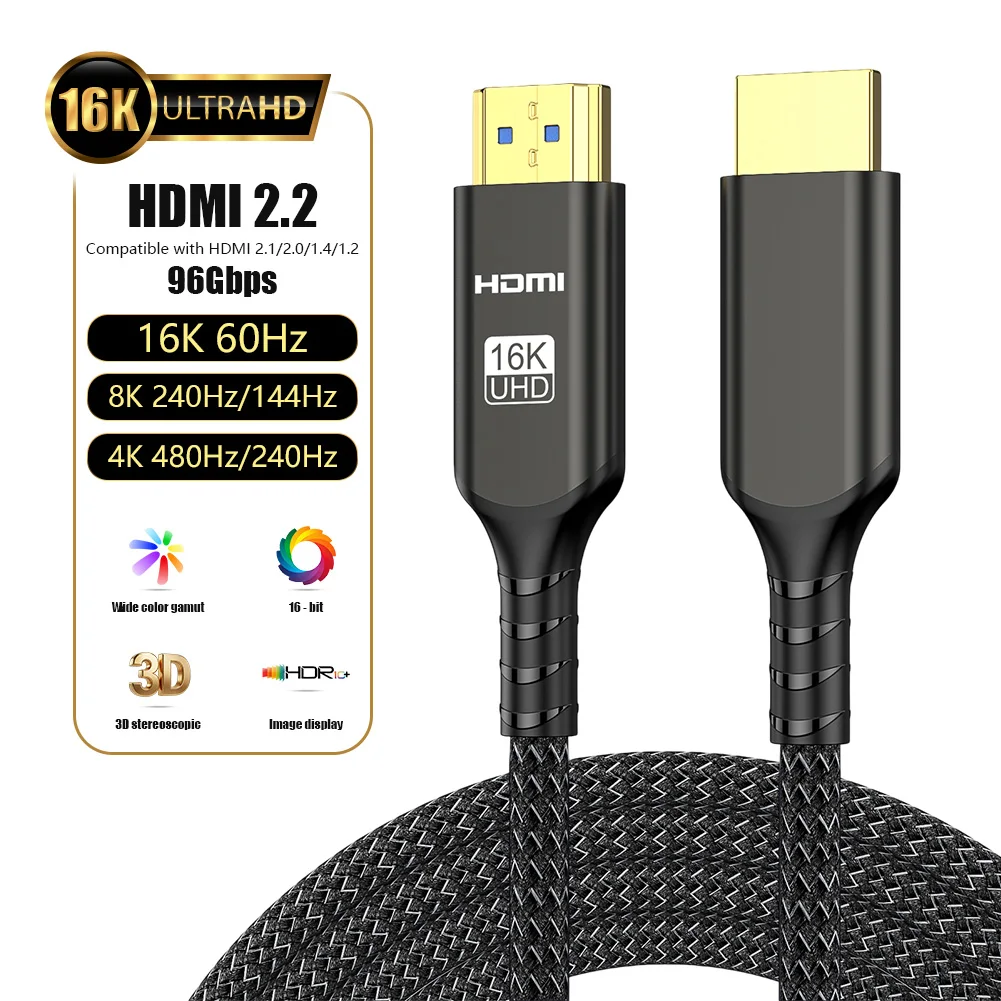 Ultra High-Speed 16K HDMI Cable - Certified 96Gbps with Dynamic HDR and eARC