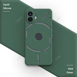 Liquid Silicone Soft Square Phone Case with Internal Flocking and Lens Protection, 6.7-inch Back Cover for Nothing Phone (2) (Dark Green)