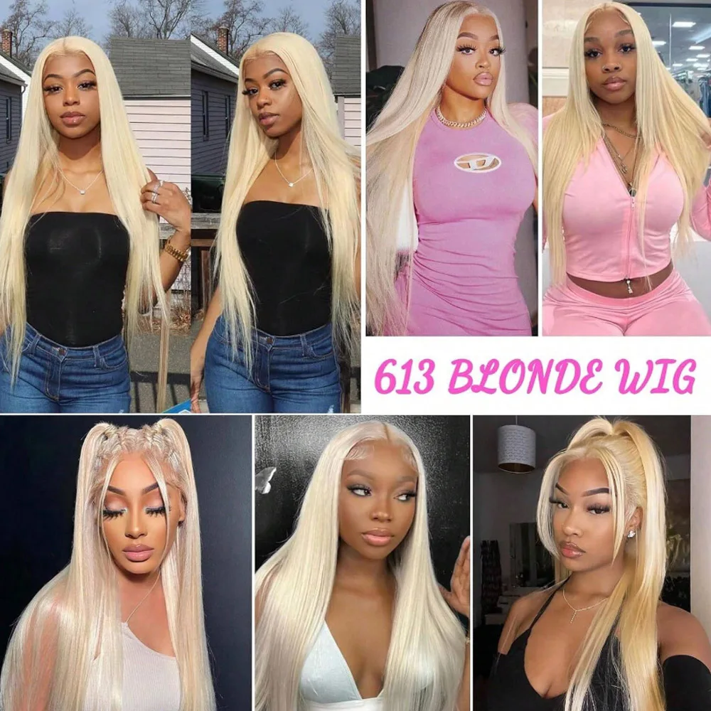 613 Blonde Lace Front Wig Human Hair 13x4 HD Transparent Wig 250% Density Brazilian Glueless Straight Lace Front Wigs Human Hair