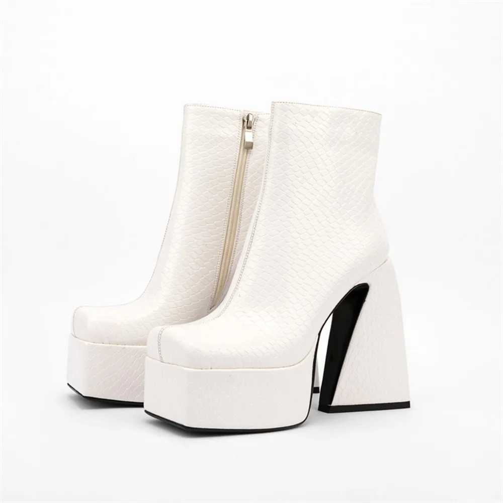 snakeskin platform boots