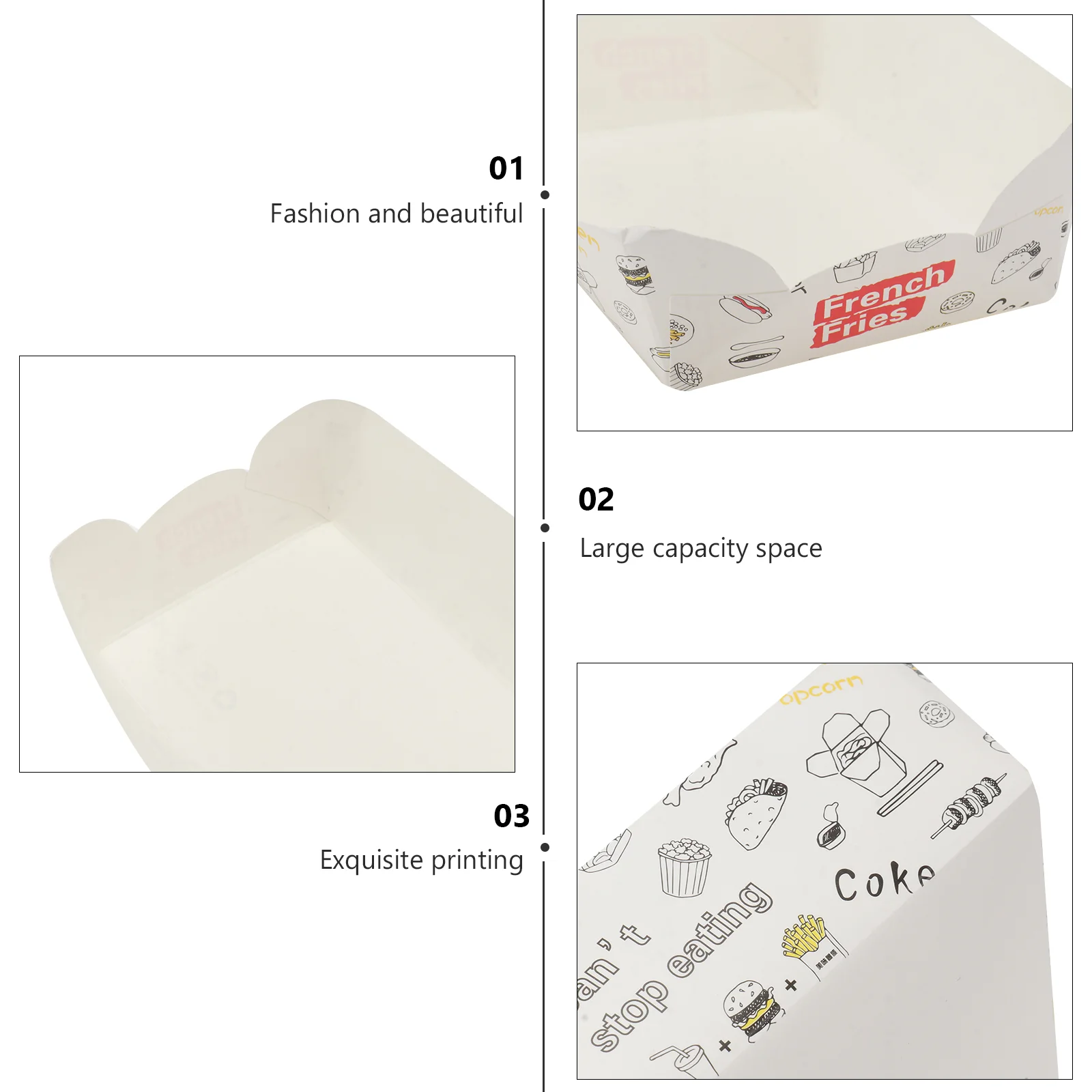 100 Pcs Snack Carton Wrapping Container Boxes Popcorn Containers Food Trays Packing