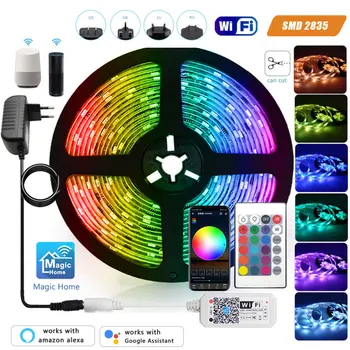 RGB LED 스트립 알렉사 LED 벽 방 어린이 2835 5050 방수 야외 조명 LED 테이프, 주방 화이트 밴드, 12V, 15M, 20M