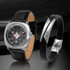 TOMI 2024 New 2PCS Men's Watch Bracelet Gift Set Luxury Business Versatile Calendar Men's Quartz Watch and Watch Gift Reloj 2