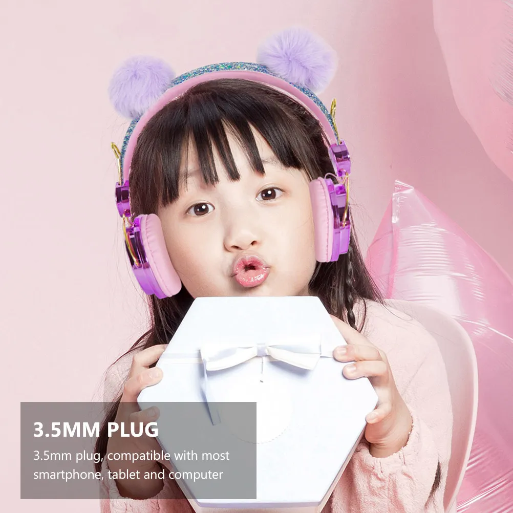 헤드셋 라인스톤 글리터 장식 볼 조절 가능한 3.5mm 플러그 호환 가능 휴대폰 태블릿 노트북 헤드폰