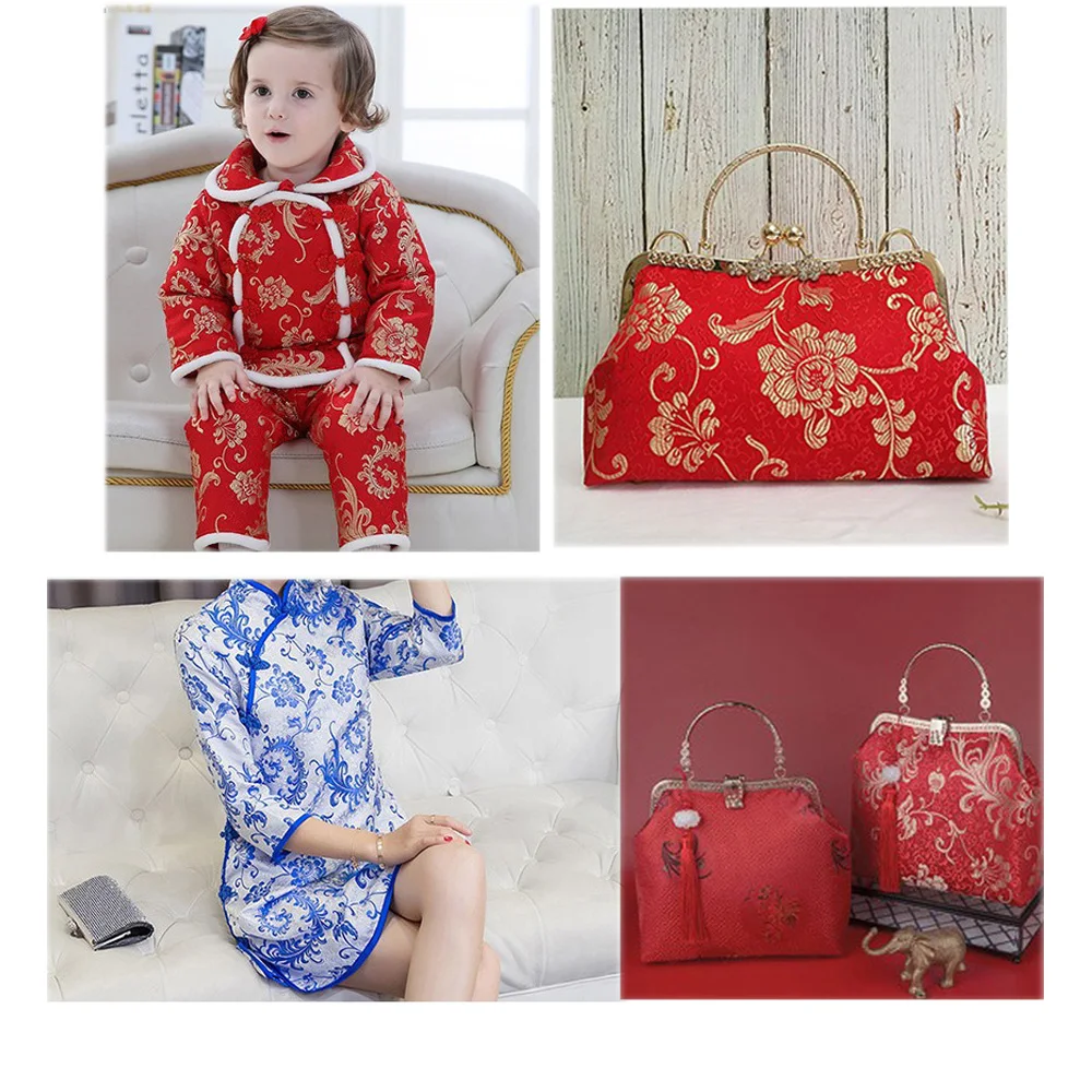 Brocade Jacquard Fabric Floral Feather Pattern Damask Silk For Sewing Women Dress Cap DIY Craft Home Textiles Curtain Tablecloth