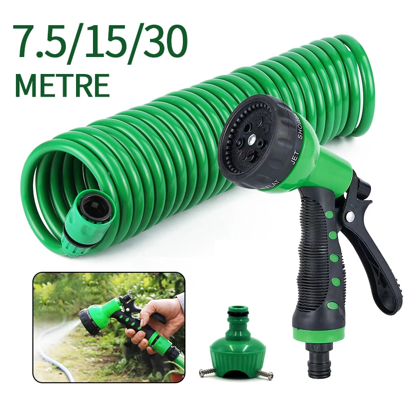 Expandable Water Gun Hose Kit 7.5M/15M/30M Magic Flexible Garden Water