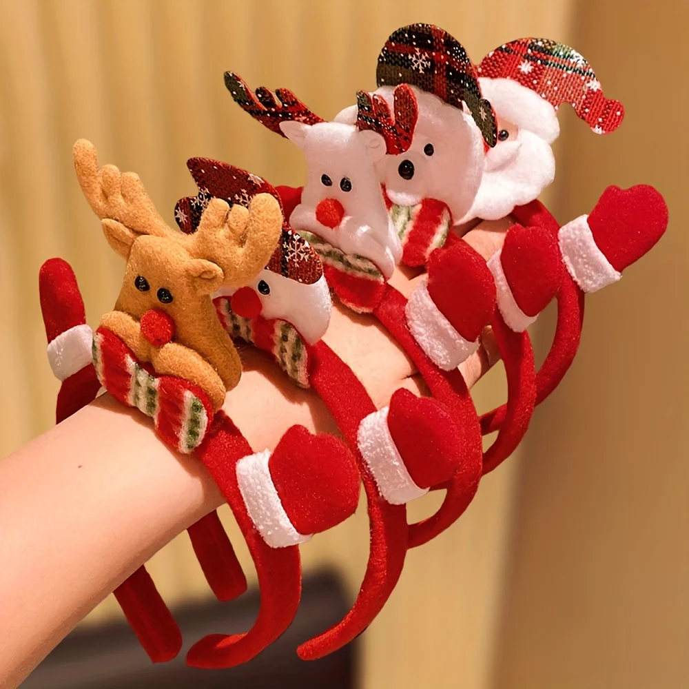 Interesting Christmas elements such as reindeer, snowmen, and Santa Claus accessories headband, as a Christmas gift for girls