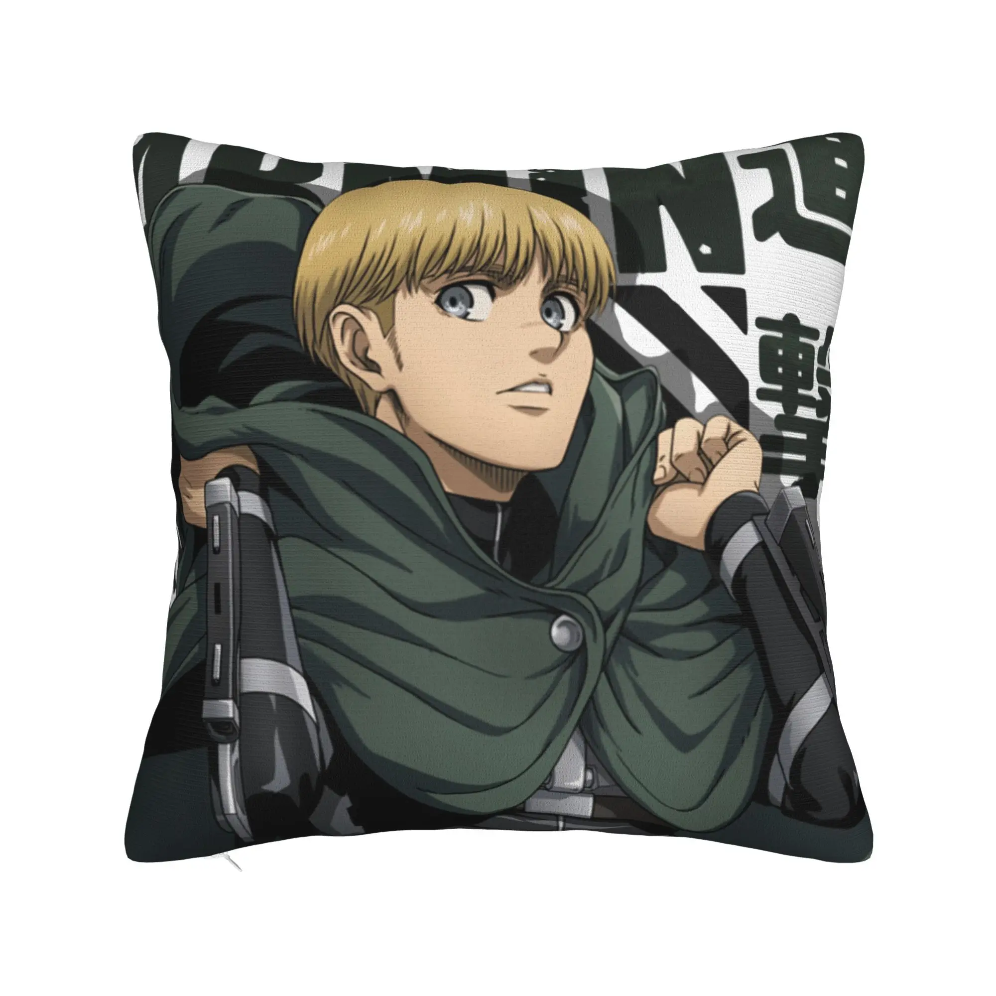 Armin Arlert AOT 애니메이션 베개 커버 인쇄 패브릭 쿠션 커버 장식 베개 커버 시터 스퀘어 40*40cm