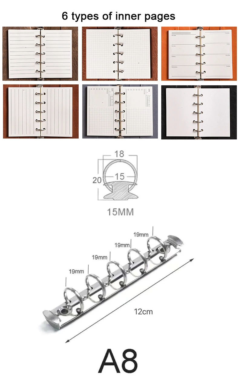 Mini-A8-Loseblatt-Notizbuch, weiches Leder, M5-Notizblock, tragbares Taschennotizbuch, mit 40 leeren Innenseiten – Detail 3