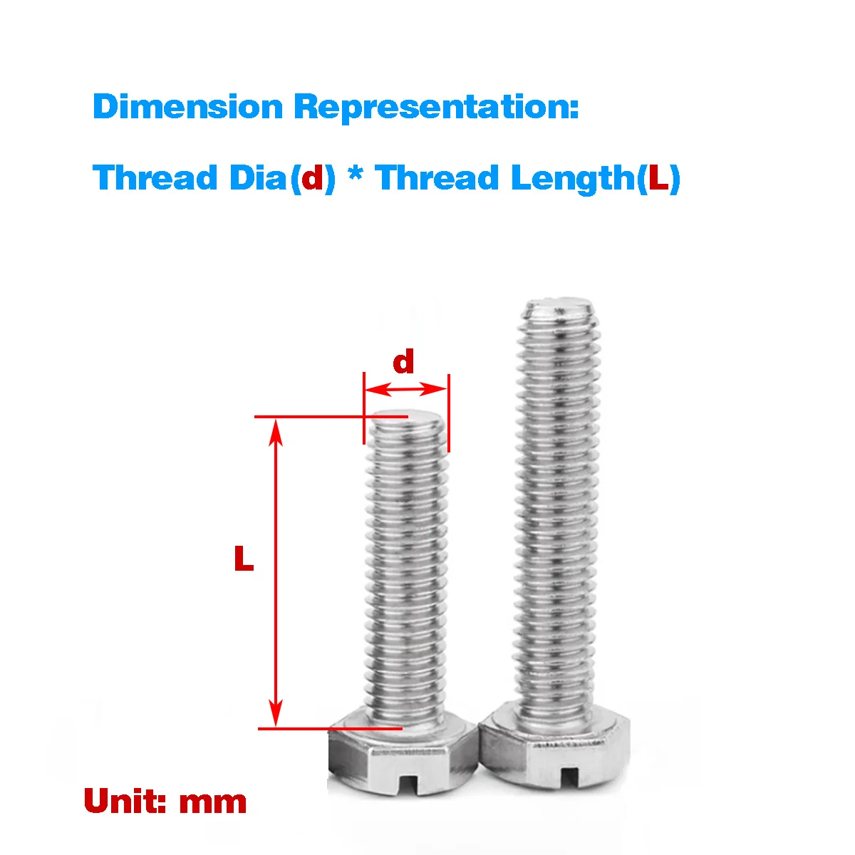 

304 Stainless Steel Slotted Outer Hexagonal Screw M4M5M6M8M10