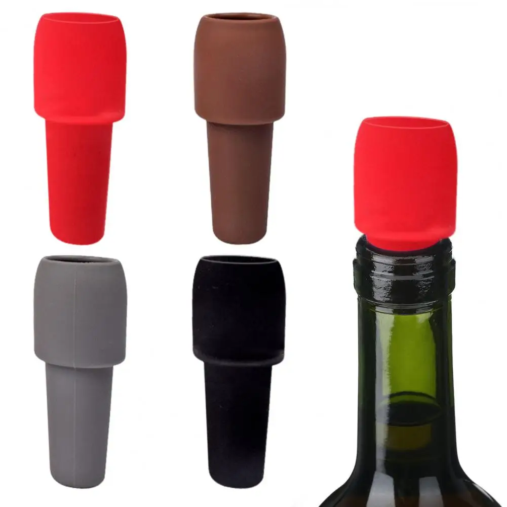 

1/4Pcs Silicone Wine Stopper Leak-proof Reusable Red Wine Beer Champagne Bottle Sealer Saver Cork Plugs Kitchen Bars Tools