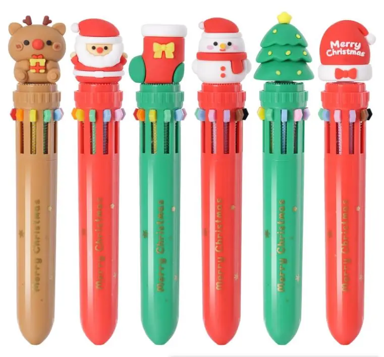 8 Penne A Sfera Multicolore 10 In 1 Gukasxi - Tema Natale Con Babbo Natale, Renna E Pupazzo Di Neve - Punta 0,5 Mm - Perfette Per Scuola E Regali - 3