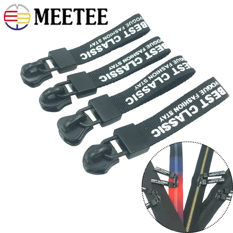 5/10Pcs 5 Black Zipper Pull for Metal Resin Nylon Waterproof Zippers