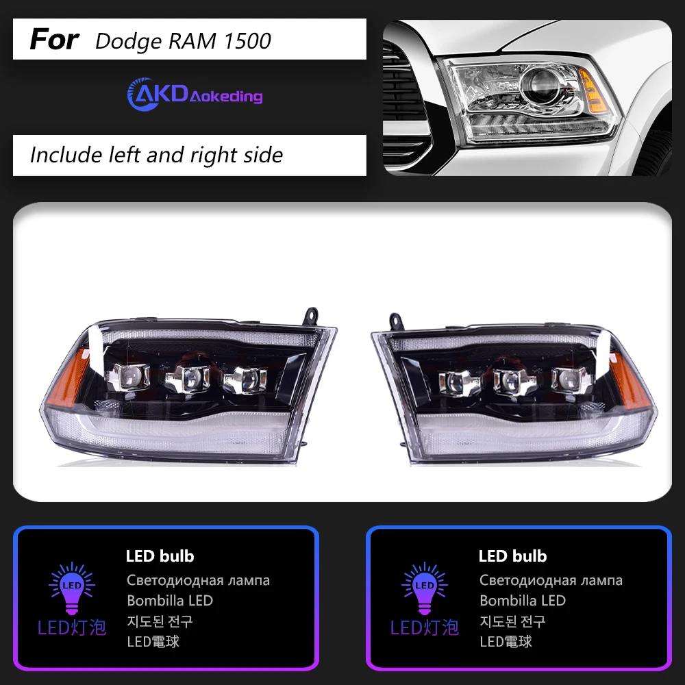 Dodge RAM 1500 2500 3500 LED Far 2008-2018 5500 Far Lambası Drl Projektör Lens Otomotiv Aksesuarları
