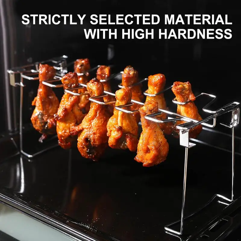 

Stainless Steel Chicken Wing Leg Rack Grill Holder Rack with Drip Pan for Bbq Multi-purpose Chicken Leg Oven Grill Rack