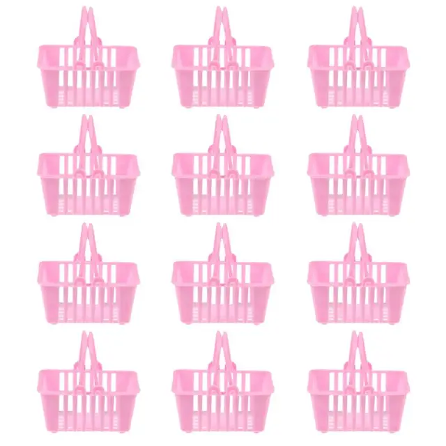 12pcs Mini Shopping Baskets Playing House Baskets Kids Small Candy Baskets Model Doll House Furniture For Dollhouse Decor 1