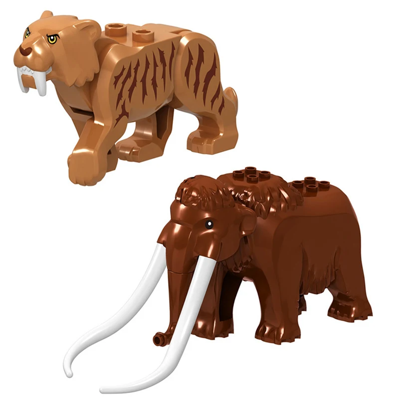 Prehistoric Animals Parts MOC Building Blocks City Pet Bricks Accessories Kits Ice Age Mammoth Saber-Toothed Tiger Toys Ornament