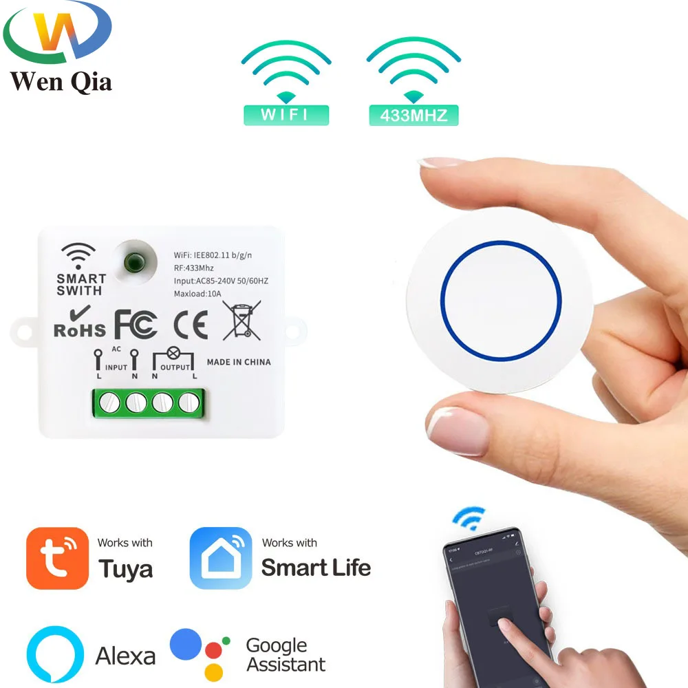 WiFiSmartLightSwitchTuyaSmartLife433MhzWirelessPushButton