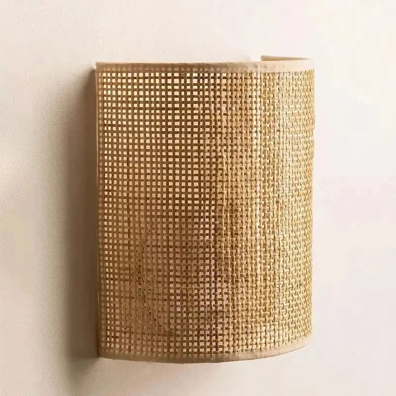 Hemp Rope Wall Sconces Retro Rattan Weaving Light Apply for Living Room Bedroom Bedside Homestay Corridor Decorative Lighting
