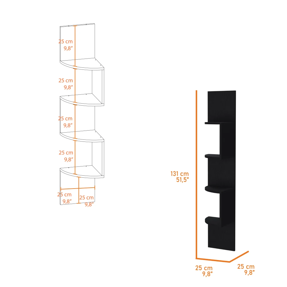 Rosebud Corner Floating Shelf  Modern Full-Wall 4-Shelf Unit 3