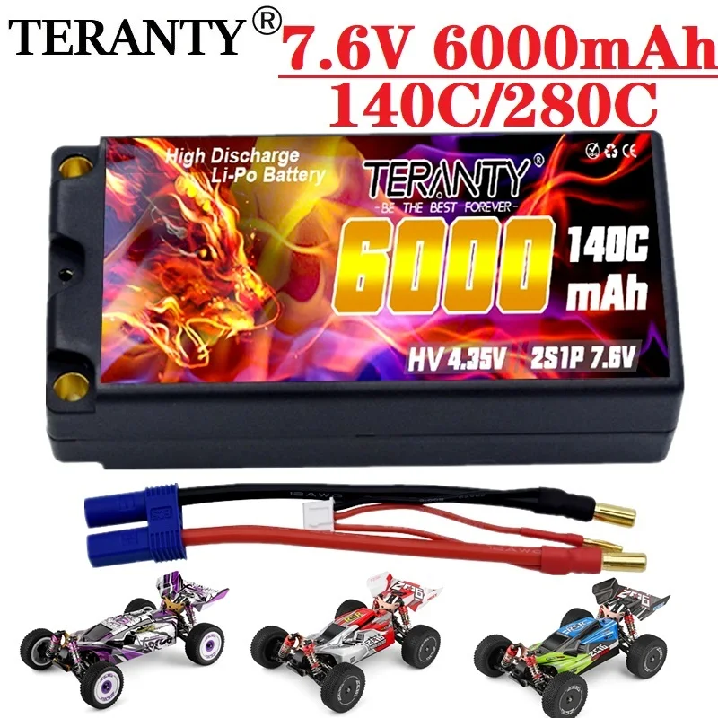 

Литий-полимерный аккумулятор TERANTY HV 7,6 В 6000 мАч 140C/280C RC Short Lipo 2S, батарея с 5 мм цилиндрическим фильтром, запчасти для автомобилей, грузовиков, лодок