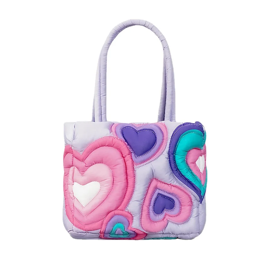 

Love Tote Bag Women's Large Capacity Spliced Handbag Macaron Shoulder Bag