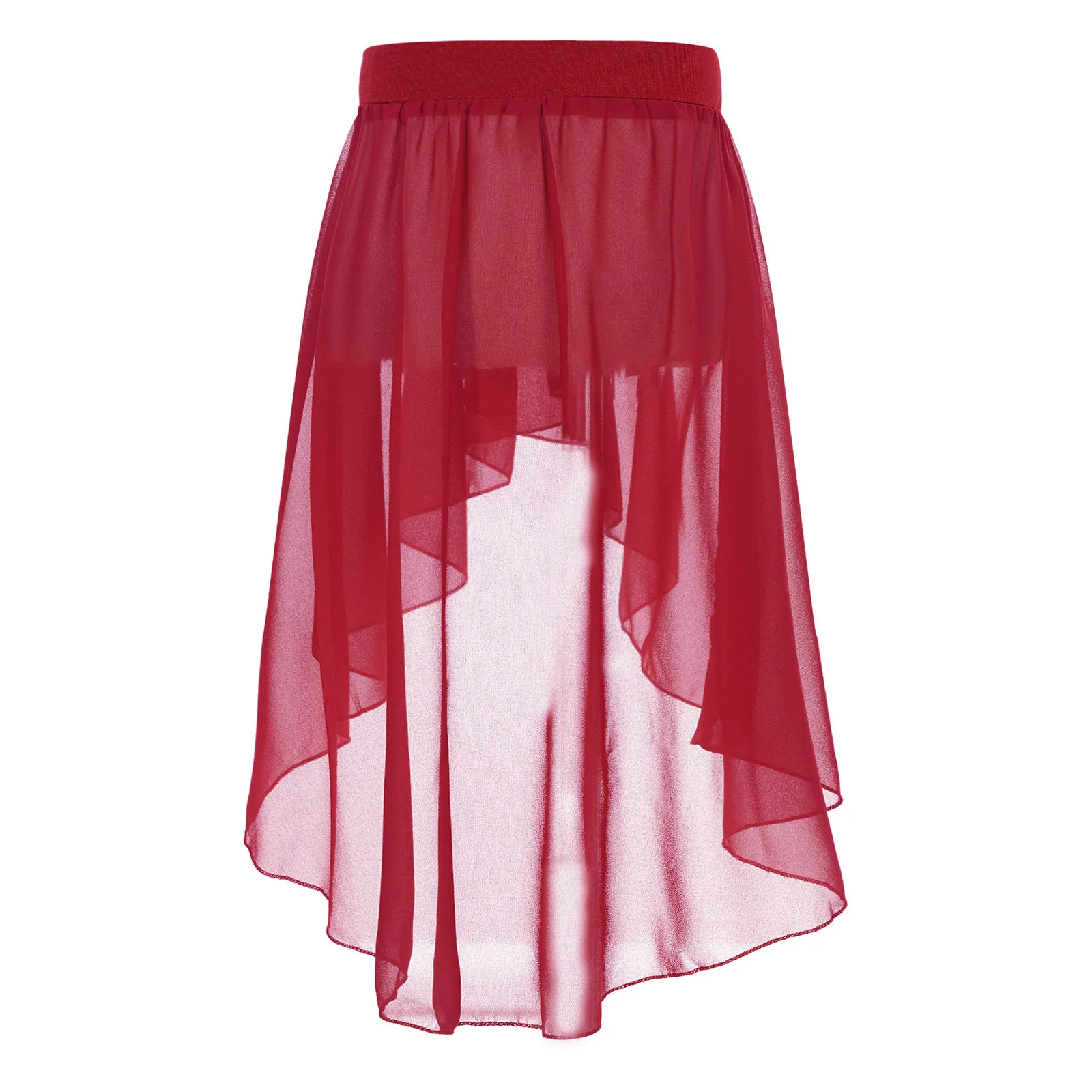 Big Girls Children High Low Dance Skirts Kids Ballet Modern Jazz Lyrical Studio Practice Stage Costume Elastic Waistband