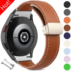 No Gaps Leather Band for Samsung Galaxy Watch 6 5 4 40mm 44mm 4/6Classic 46mm 42 43 47mm 5 Pro 45mm Magnetic Buckle Watch Strap