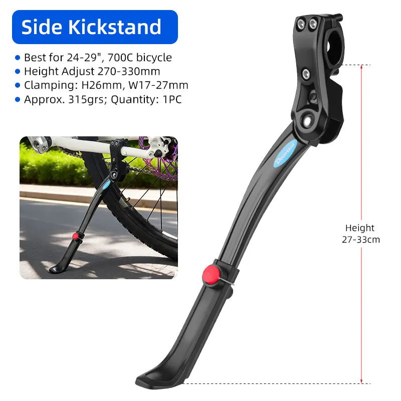 Deemount Lightweight Sturdy Alloy Bike Kickstand with Non-Slip Wide Foot Design