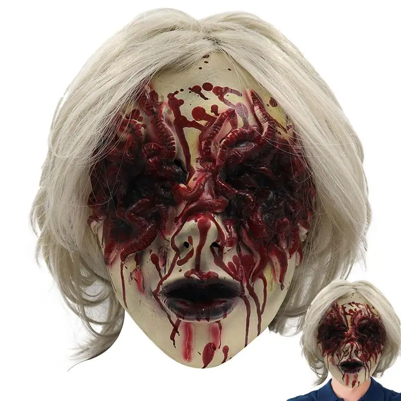 

Halloween Witch Face Cover Latex Cover Costume For Women Scary Accessories Costume For Party Masquerades Dress Up Carnival