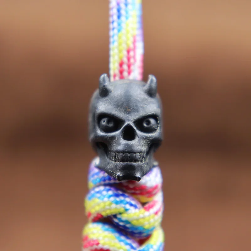 Demon Skull Head Knife Bead Brass Horned Devil DIY Paracord