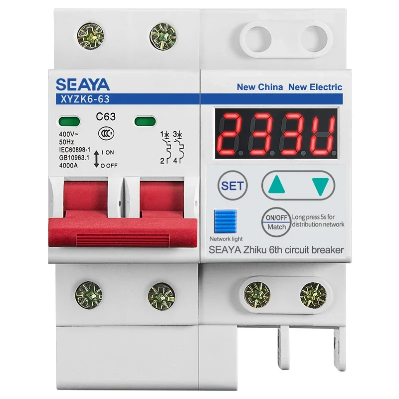 WiFi Self-Compound Circuit Breaker 50Hz 220V XYZK6-63 C63 Protective Device Over And Under Voltage 1-63A Adjustable Switch