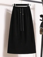 Women's New Style High-Waist Plus Size Skirts Elastic Waist Solid Wrap Buttocks Autumn Winter 2026 Versatile Straight Leg Skirt - Image 2