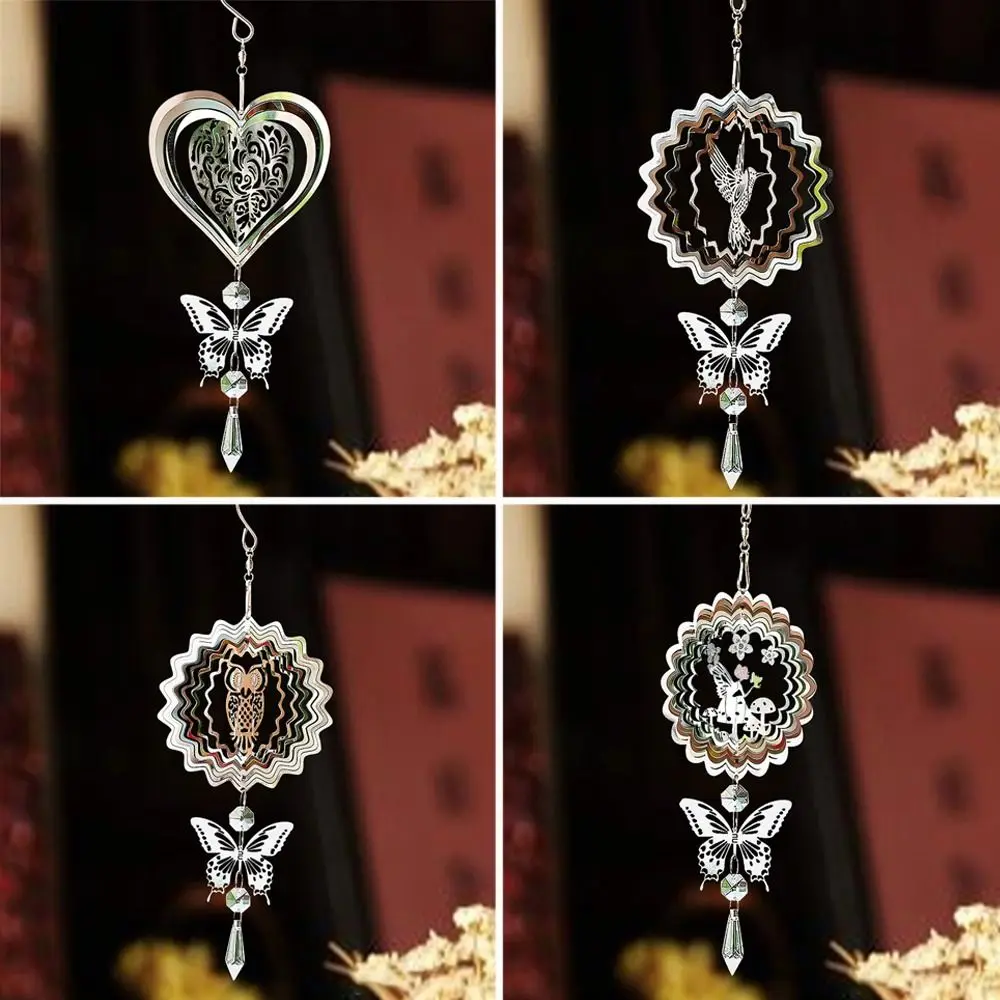 3D Kinetic Crystal Suncatcher Wind Spinner Hanging Glass Pendant Bird Deterrent Mirror Reflective Garden Yard Decor for Outdoor
